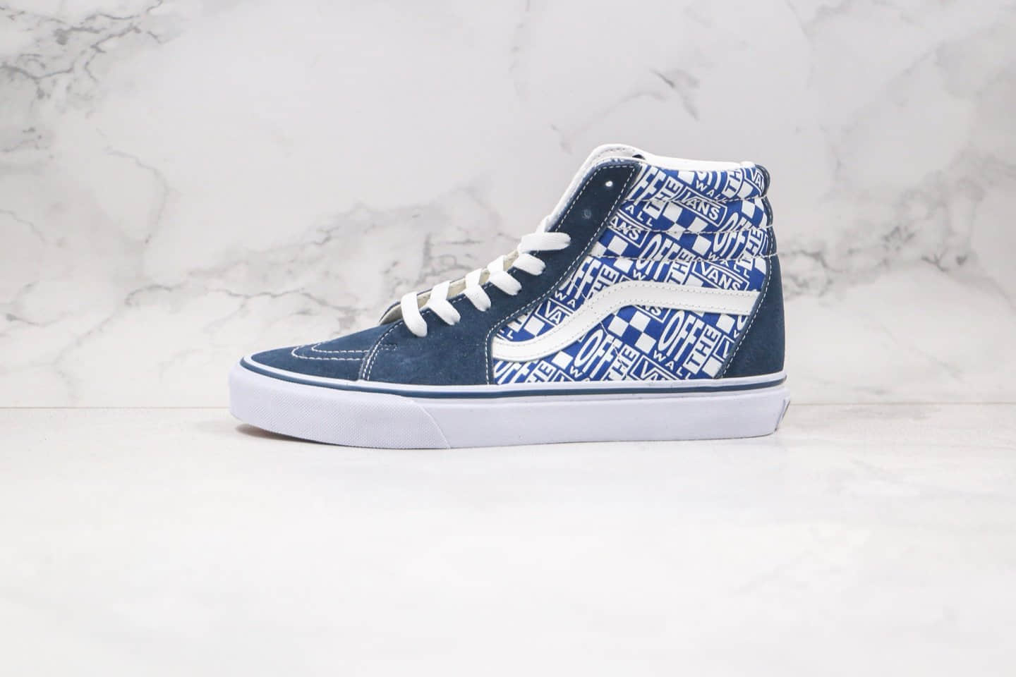 万斯Vans old skool x OFF white联名款公司级版本高帮字母白蓝色硫化板鞋原档案数据开发 (ID:58061) - 图片1