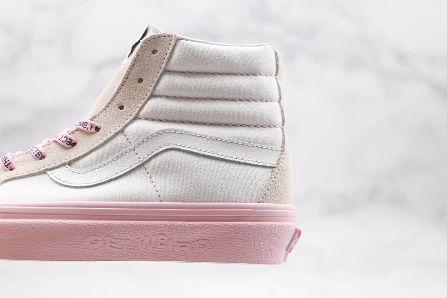 万斯Vans GETWEIRD Sk8 Hi X Anti Social Social Club XX D敏感内容 ASSC三方联名款公司级版本高帮白粉色硫化板鞋内置钢印原盒原标