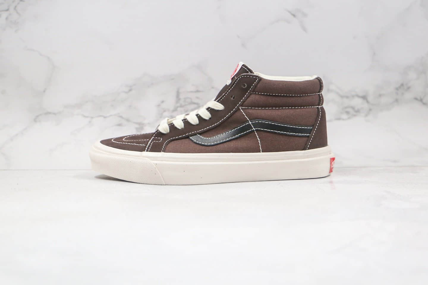 万斯Vans Sk8-Mid公司级版本中帮帆布麂皮拼接板鞋咖啡棕原厂硫化大底 (ID:58274) - 图片1