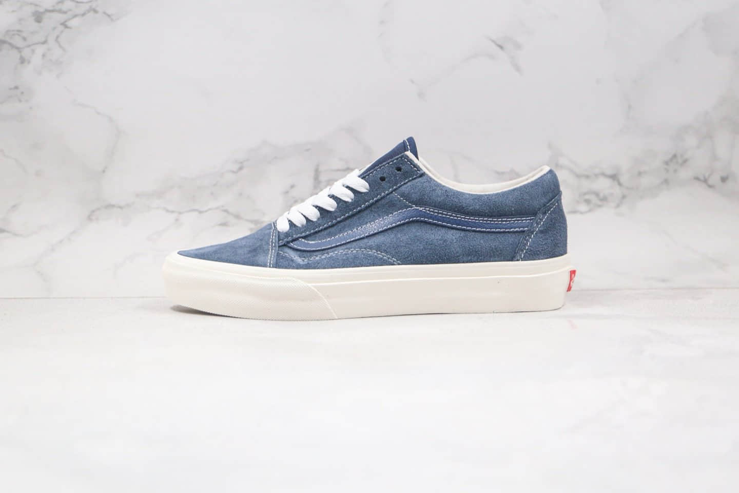 万斯Vans Vault OG Old Skool LX公司级版本低帮余文乐同款蓝色麂皮湖水蓝硫化板鞋原厂硫化大底内置钢印 (ID:58700) - 图片1