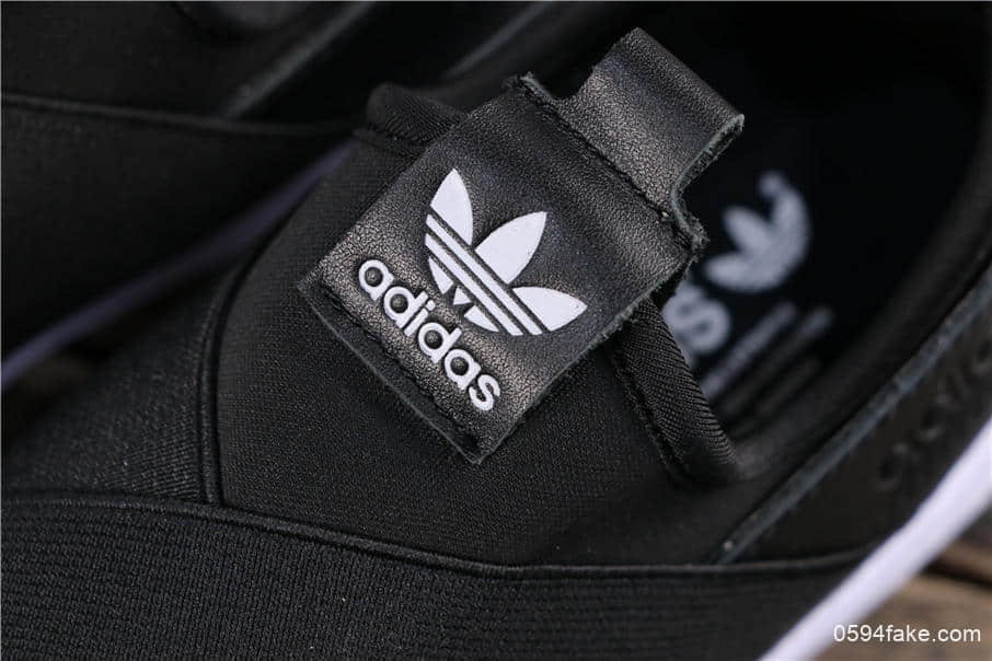 阿迪达斯Adidas SUPERSTAR SLIP ON W S贝壳头公司级交叉绑带黑白顶级版本敏感内容可充正 货号：S81337