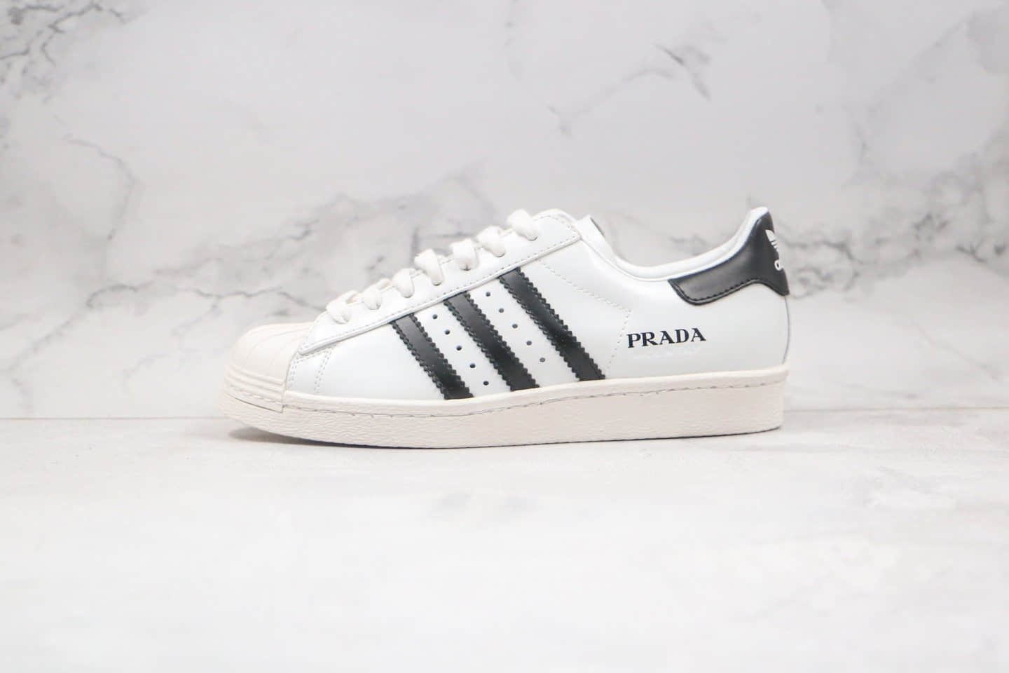 阿迪达斯adidas Originals Superstar 80s White Black x Prada普拉达联名款纯原版本白黑色贝壳头板鞋原盒原标原楦头纸板打造 (ID:59378) - 图片1