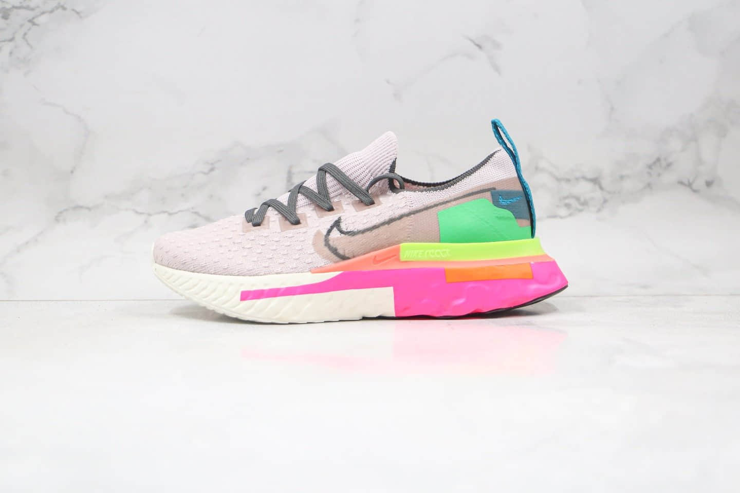 耐克Nike Epic React Flyknit纯原版本藕粉色瑞亚编织透气跑步鞋原档案数据开发 货号:敏感内容4372-500