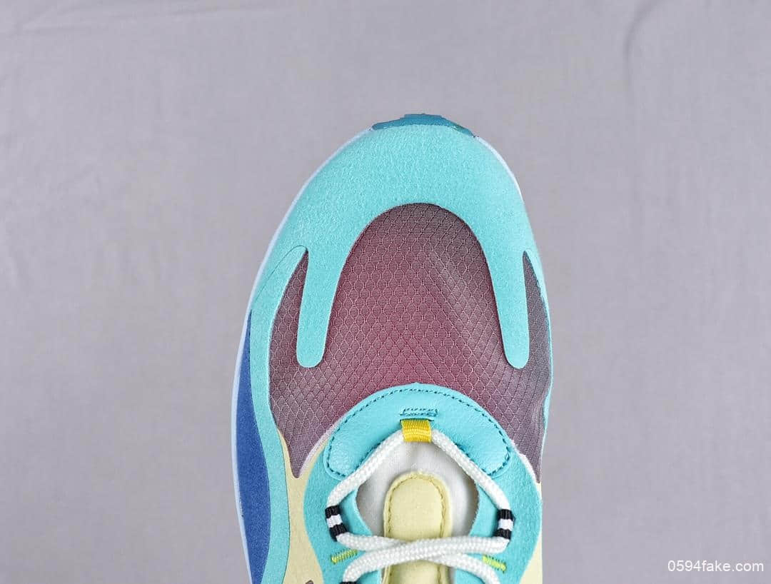 耐克Nike React Air Max 270公司级高桥盾网纱系列蓝绿机能半气垫跑步鞋 货号:AO4971-301