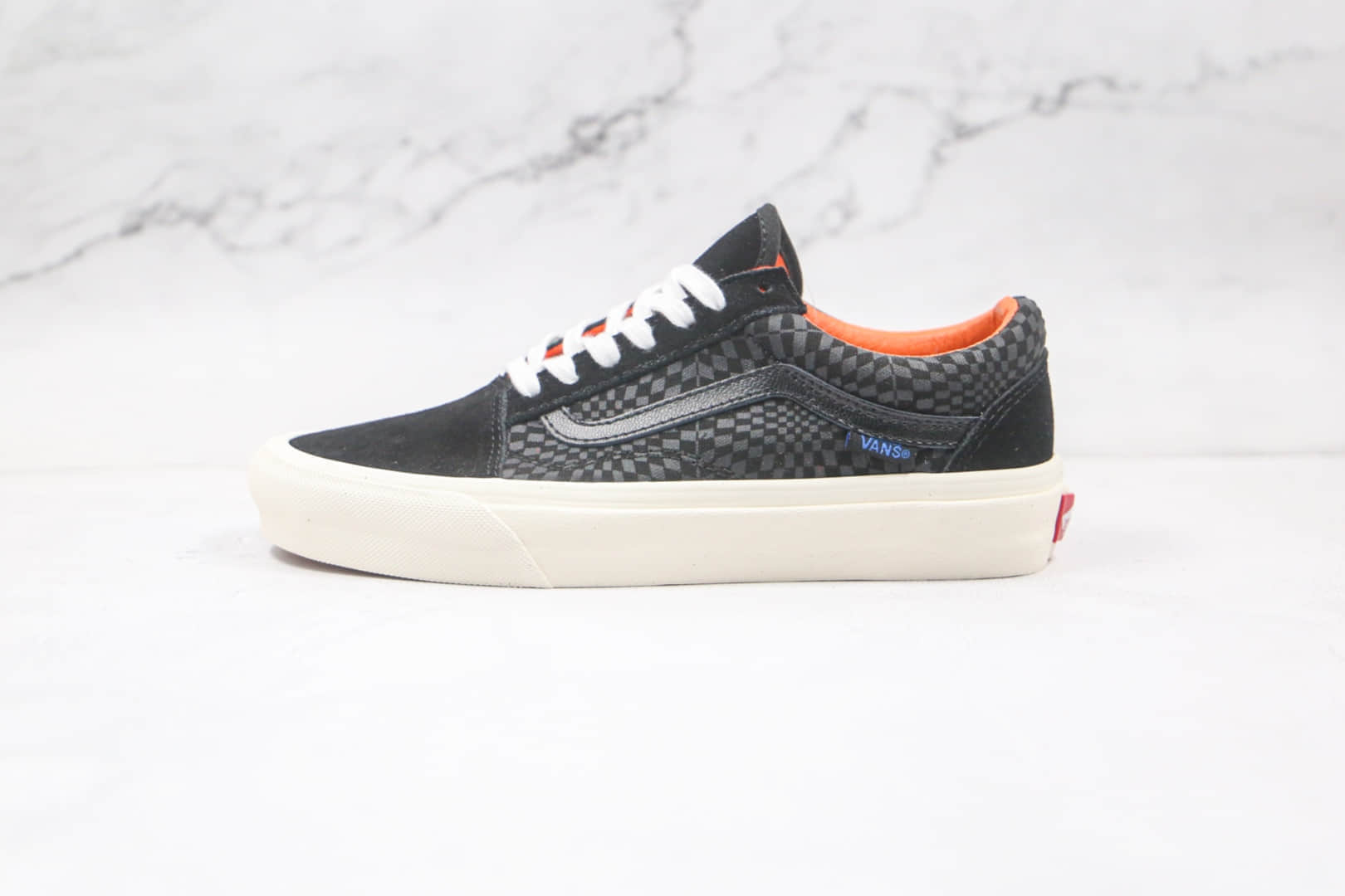 万斯Vans Vault Sidestripe公司级版本低帮夏威夷魔术贴黑色印花棋盘格图案板鞋原楦头纸板打造 (ID:61472) - 图片1