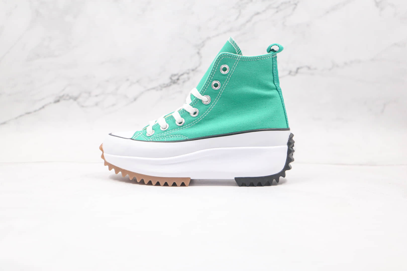 匡威Converse Run Star x JW Anderson联名款公司级版本厚底锯齿高帮绿色帆布鞋原厂硫化工艺 (ID:62335) - 图片1