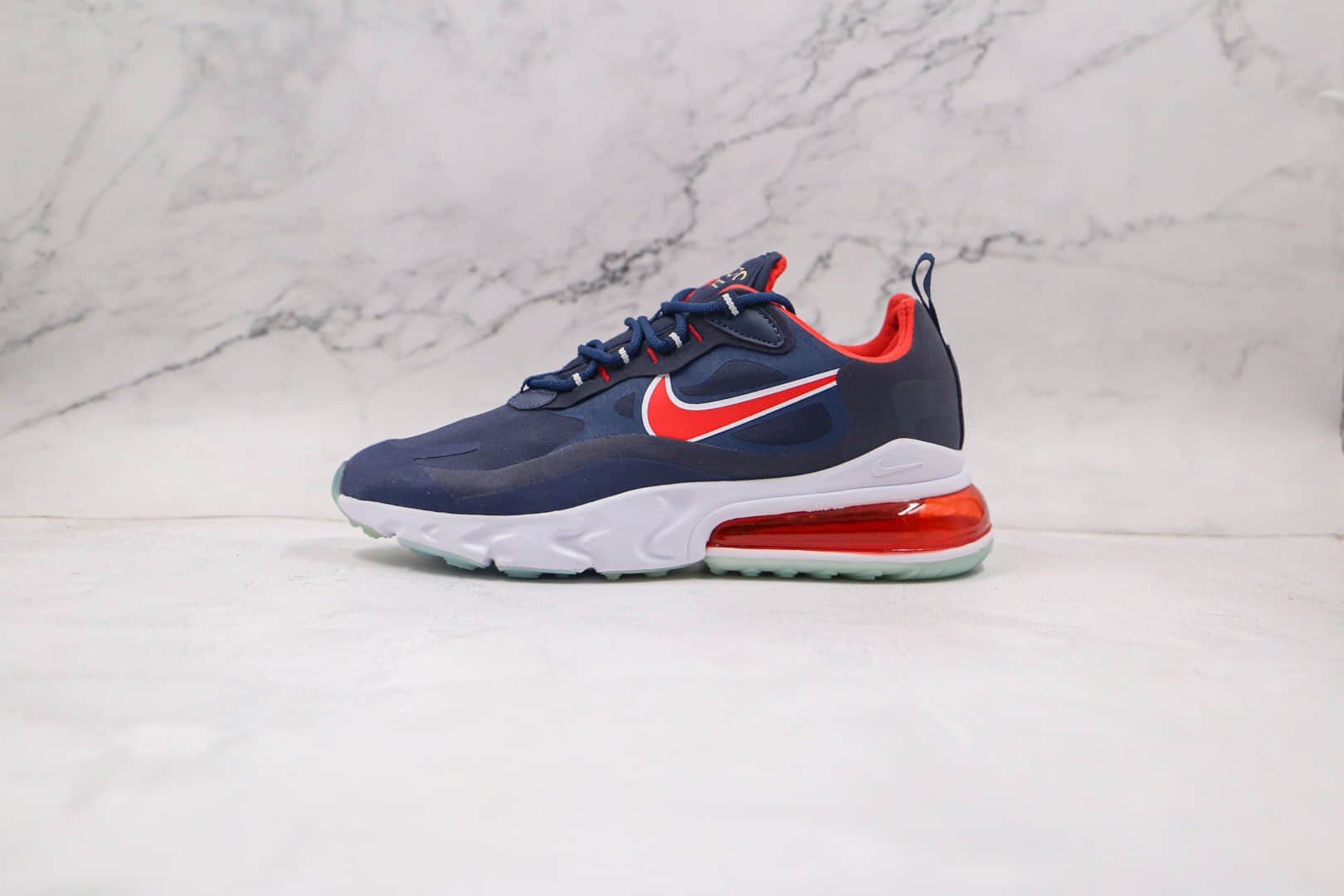 耐克Nike React Air Max 270V2纯原版本半掌气垫Max270深蓝红色跑鞋原鞋开模一比一打造 (ID:62786) - 图片1