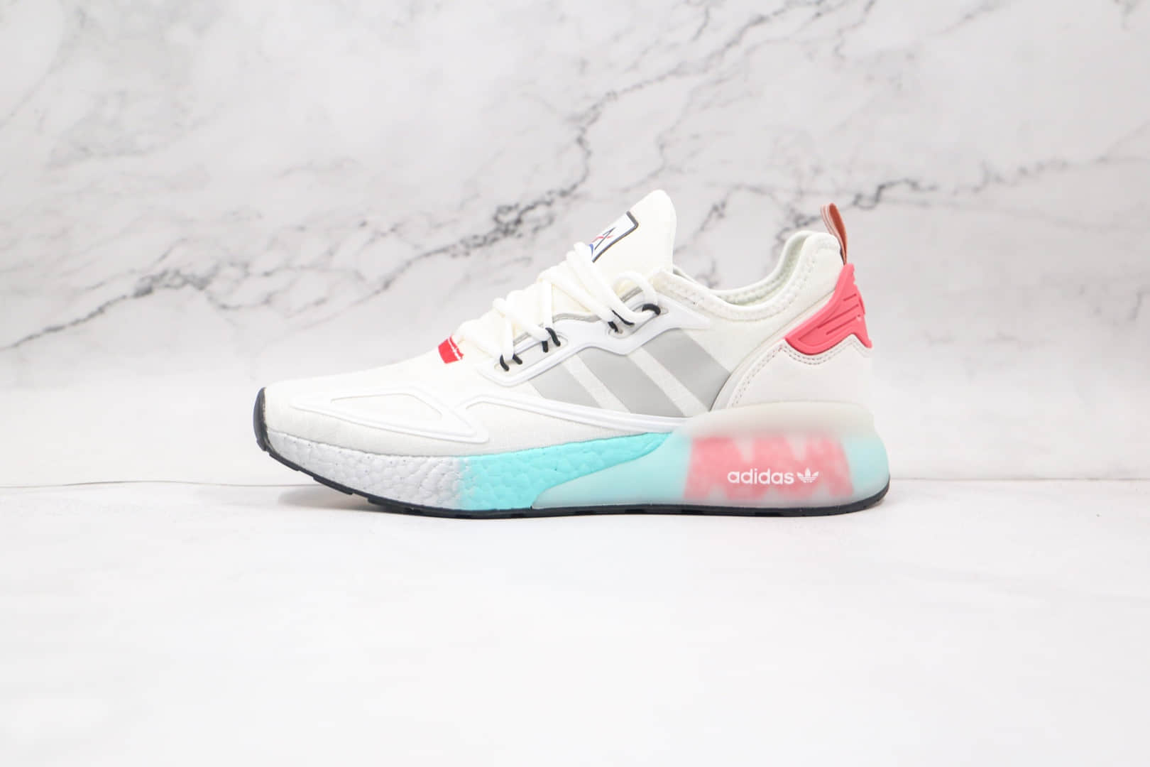 阿迪达斯Adidas Originals ZX 2K Boost纯原版本三叶草爆米花ZX 2K白灰红蓝色跑鞋原档案数据开发 货号:FY7054