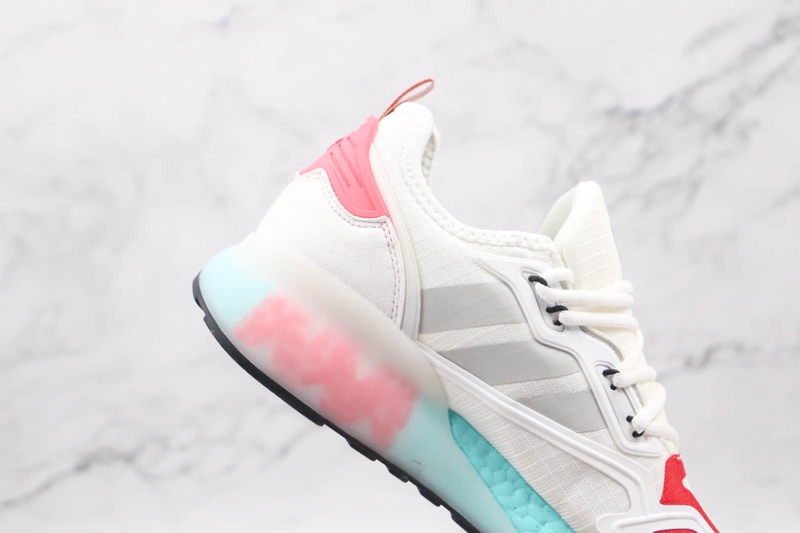 阿迪达斯Adidas Originals ZX 2K Boost纯原版本三叶草爆米花ZX 2K白灰红蓝色跑鞋原档案数据开发 货号:FY7054