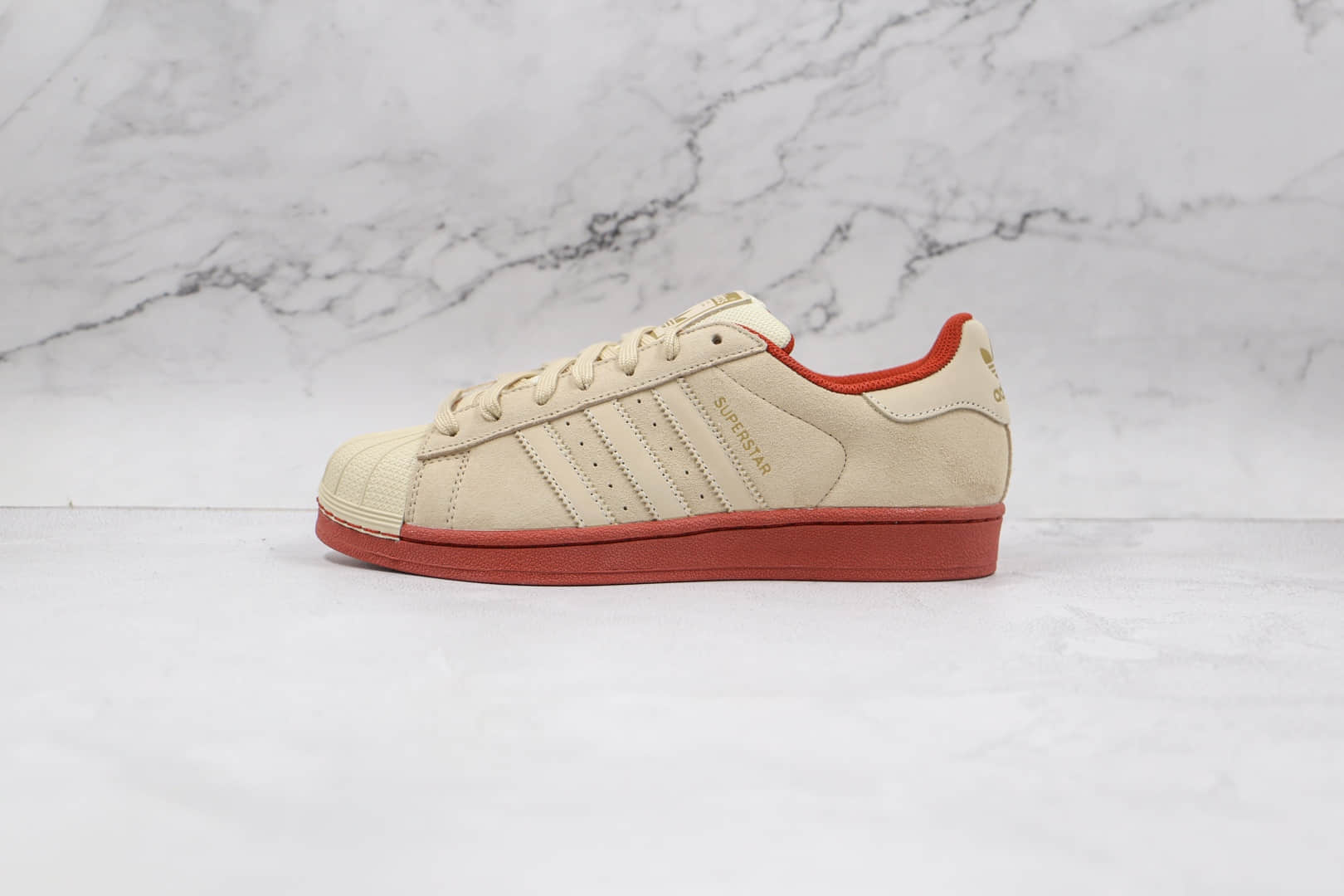 阿迪达斯Adidas Originals Superstars White Red Laceless纯原版本三叶草米白棕色贝壳头板鞋原盒原标 货号:EG4962