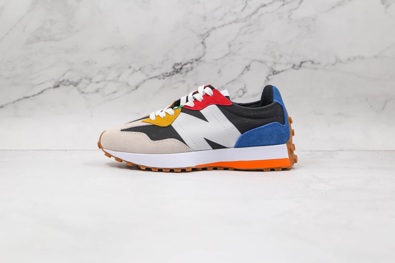 新百伦New Balance 327纯原版本布面白黑蓝红敏感内容彩色拼接NB327复古慢跑鞋原鞋开模一比一打造 (ID:65088) - 图片1