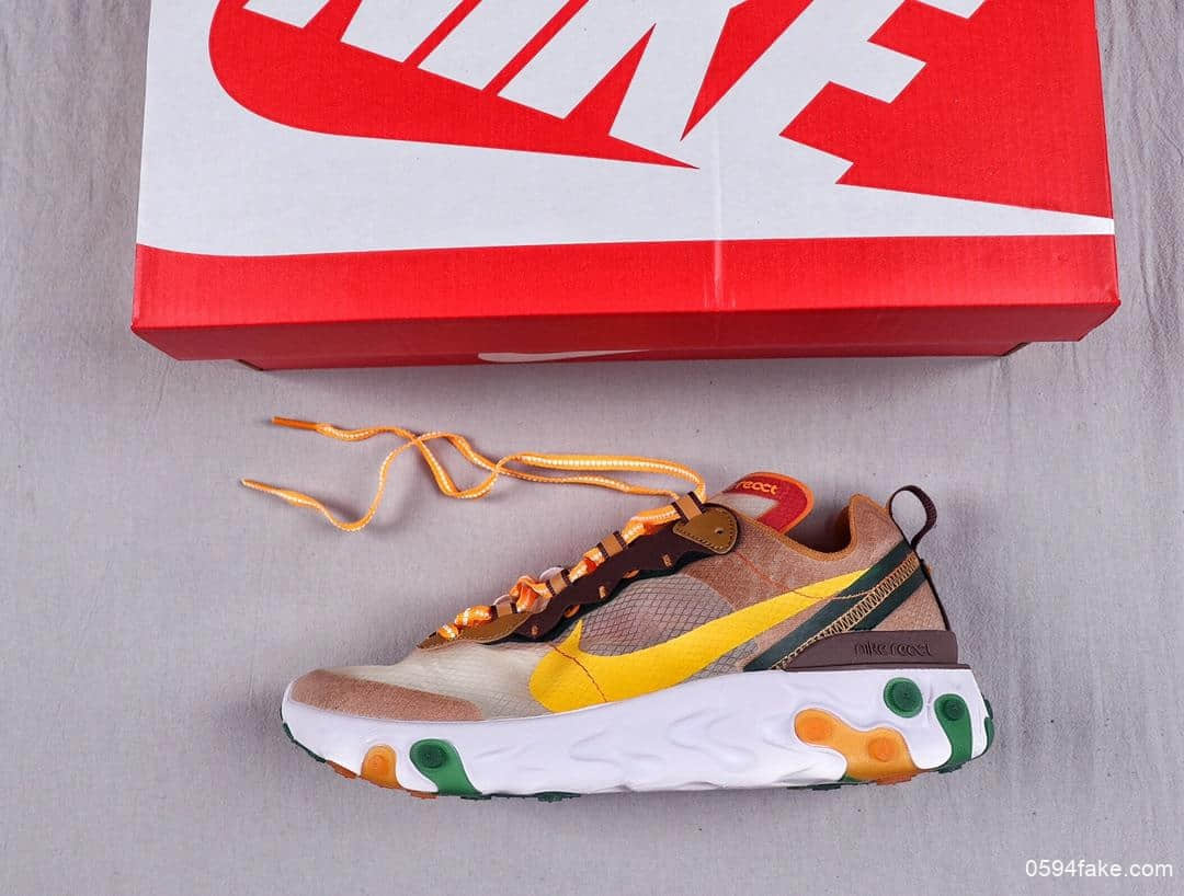 耐克UNDERCOVER x Nike Upcoming React Element 87公司级反应元素半透明系列前卫慢跑鞋水泥灰橙色正确发售版本 (ID:6511) - 图片1