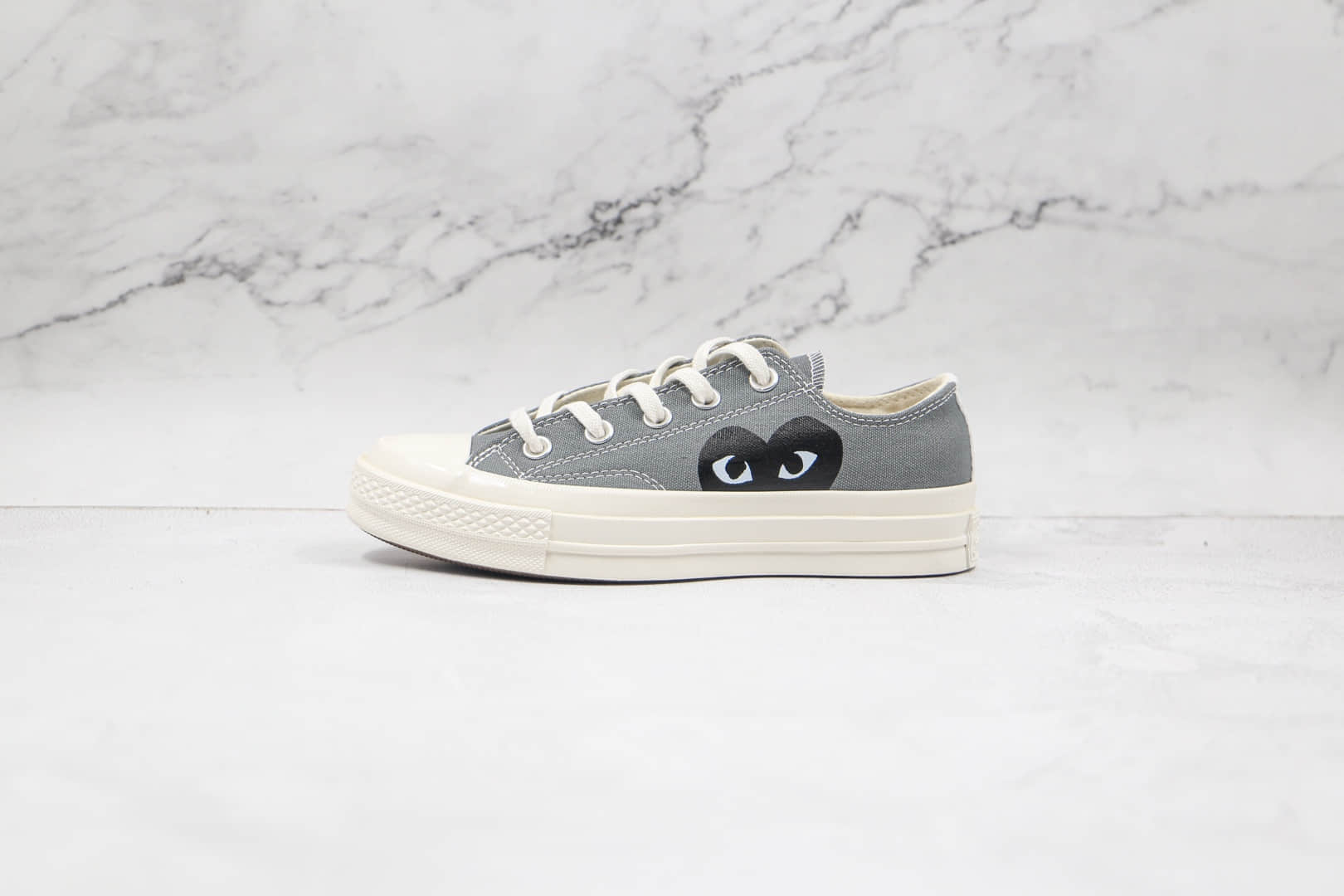 匡威Converse x Cdg Comme des Garçons Play联名款公司级版本川久保玲铁灰色硫化帆布鞋原鞋开模 (ID:65270) - 图片1