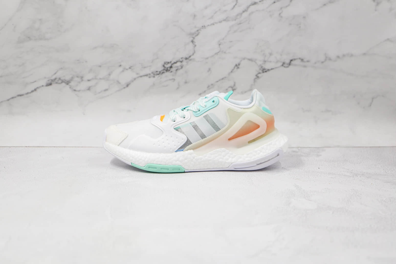 阿迪达斯Adidas Day Jogger 2021 Boost纯原版本夜行者二代网面白绿粉渐变色爆米花跑鞋原盒原标 (ID:66975) - 图片1