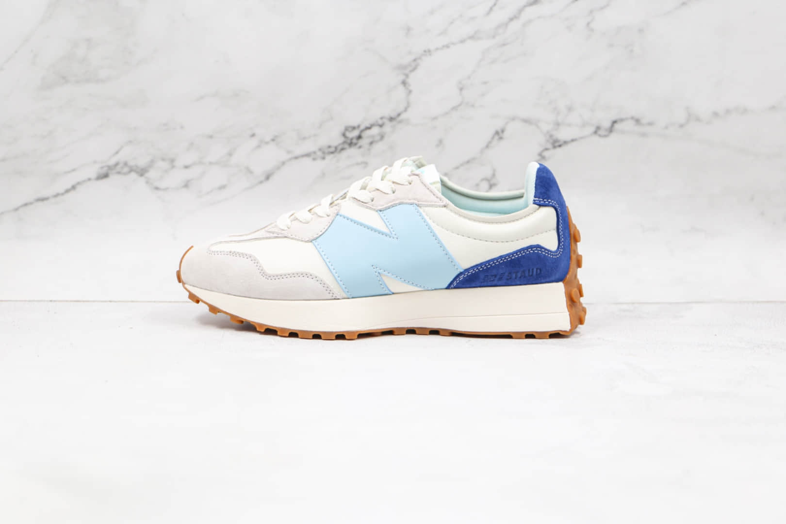 新百伦New Balance 327纯原版本复古NB327白蓝色皮面慢跑鞋原楦头纸板打造 (ID:68468) - 图片1