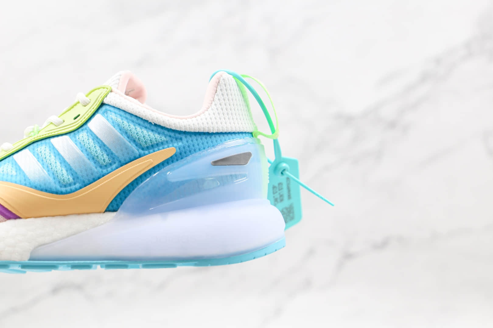 阿迪达斯Adidas Originals ZX 2K Boost 2.0纯原版本三叶草ZX 2K白蓝粉黄绿色彩色拼接爆米花跑鞋原档案数据开发 货号:GZ7502