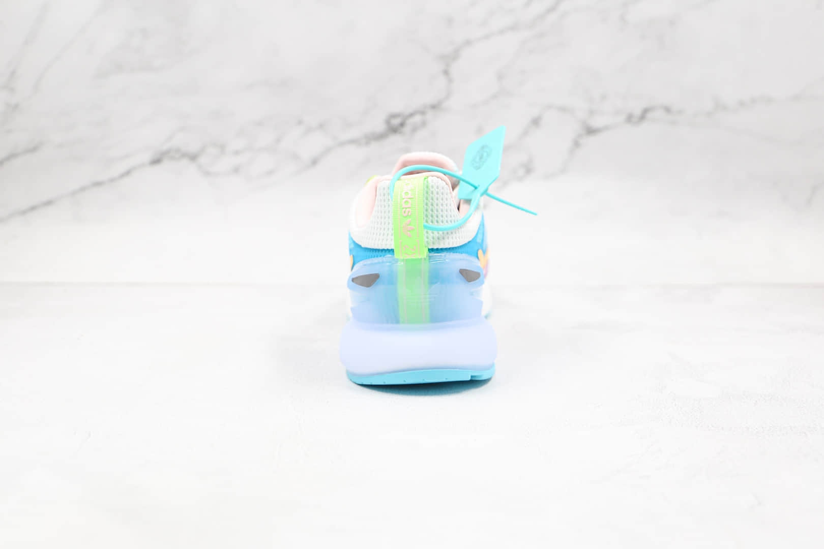 阿迪达斯Adidas Originals ZX 2K Boost 2.0纯原版本三叶草ZX 2K白蓝粉黄绿色彩色拼接爆米花跑鞋原档案数据开发 货号:GZ7502