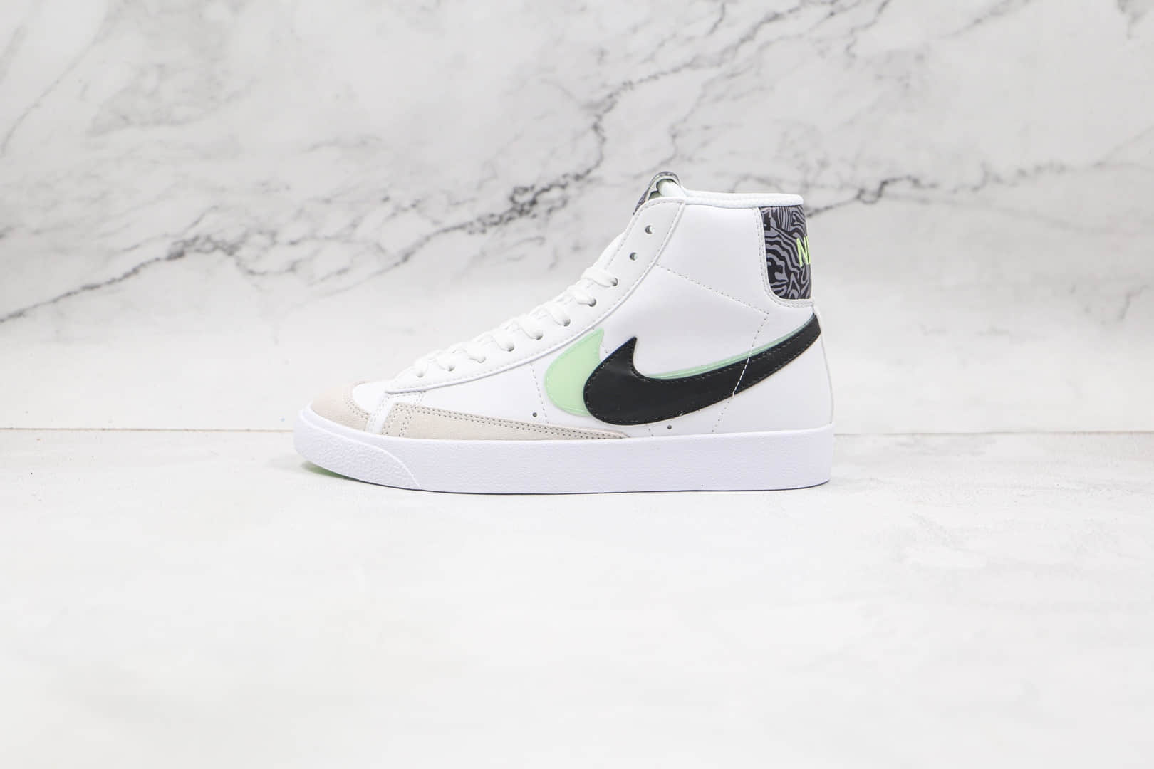 耐克NIKE Blazer MID 77 VNTG纯原版本高帮开拓者白黑绿色双钩板鞋原楦头纸板打造 (ID:69930) - 图片1
