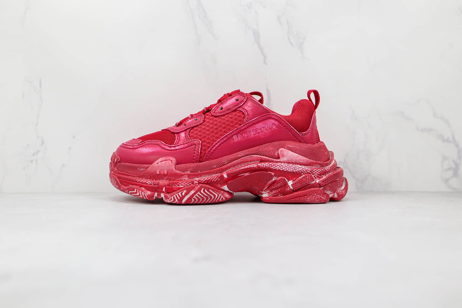 巴黎世家Balenciaga Triple S纯原版本初代做旧擦色红色老爹鞋原档案数据开发 (ID:70838) - 图片1
