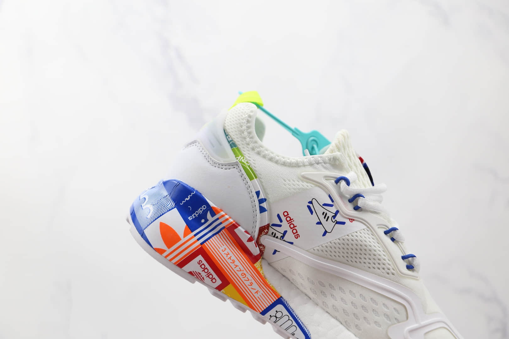 阿迪达斯Adidas Originals ZX 2K Boost纯原版本白蓝色ZX 2K阿迪印花爆米花跑鞋原盒原标 货号:GX2718