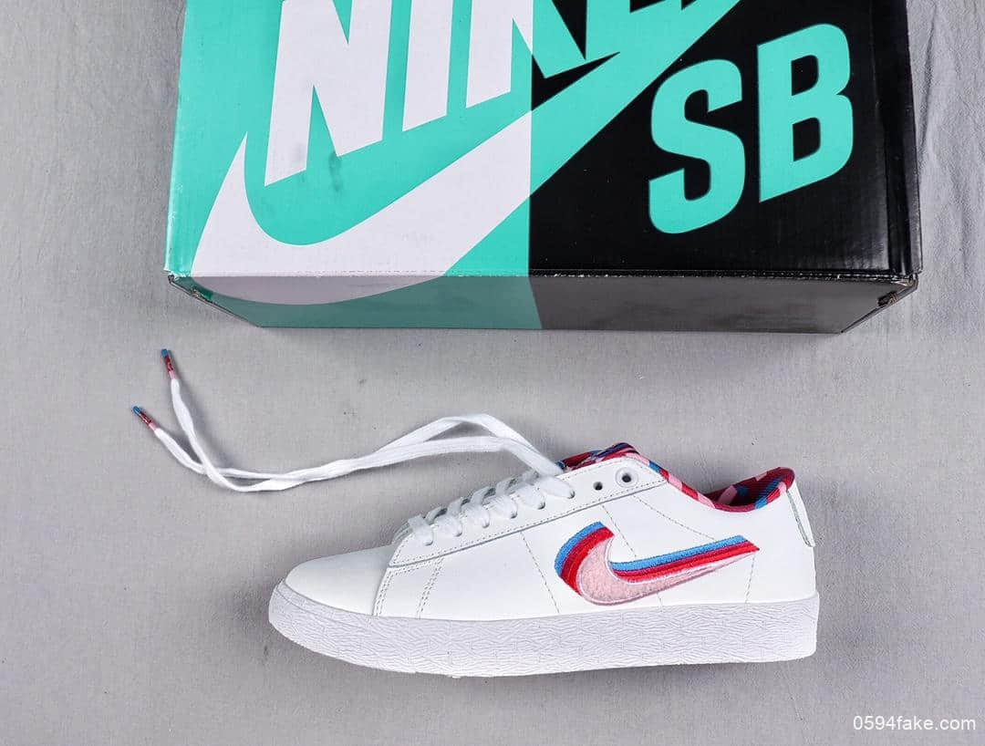 耐克Parra x Nike SB Blazer GT公司级开拓者低帮经典百搭休闲运动板鞋白皮马戏团三色彩钩联名款 货号:CN4507-100