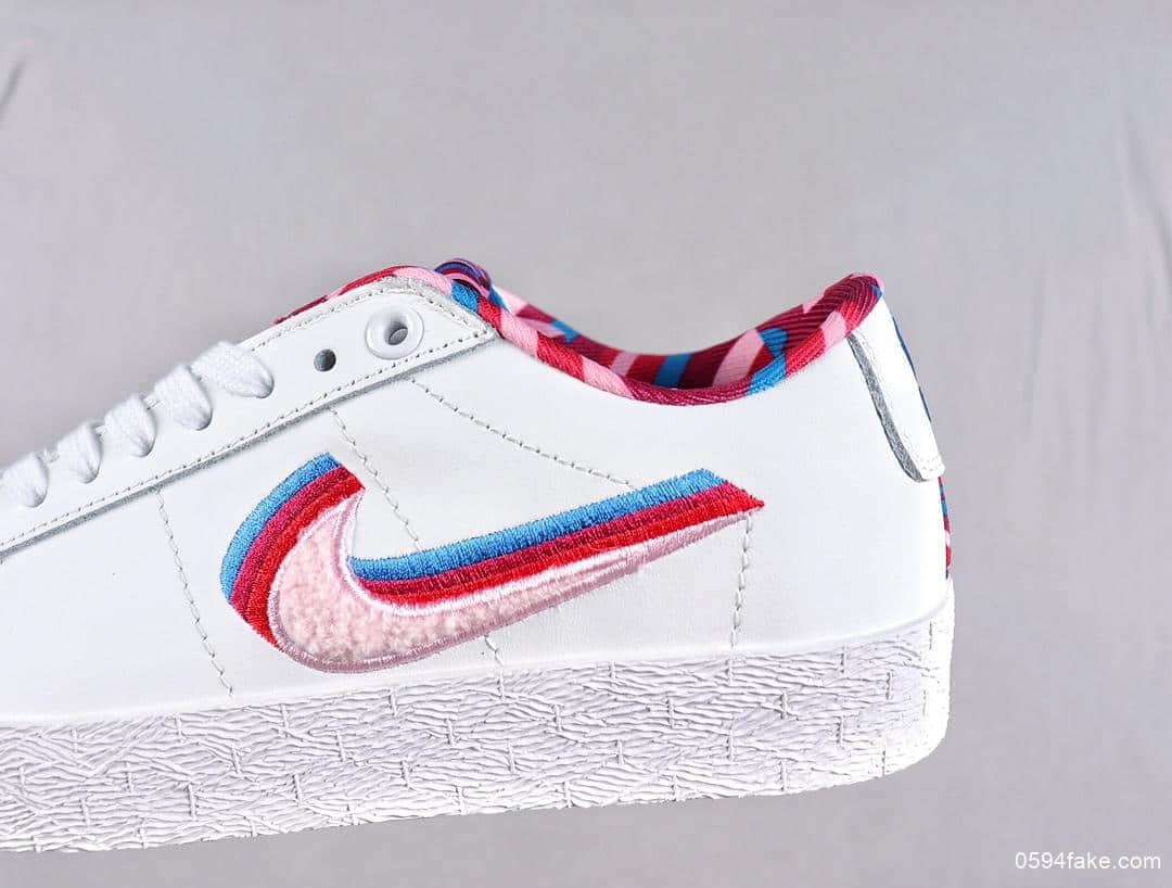 耐克Parra x Nike SB Blazer GT公司级开拓者低帮经典百搭休闲运动板鞋白皮马戏团三色彩钩联名款 货号:CN4507-100
