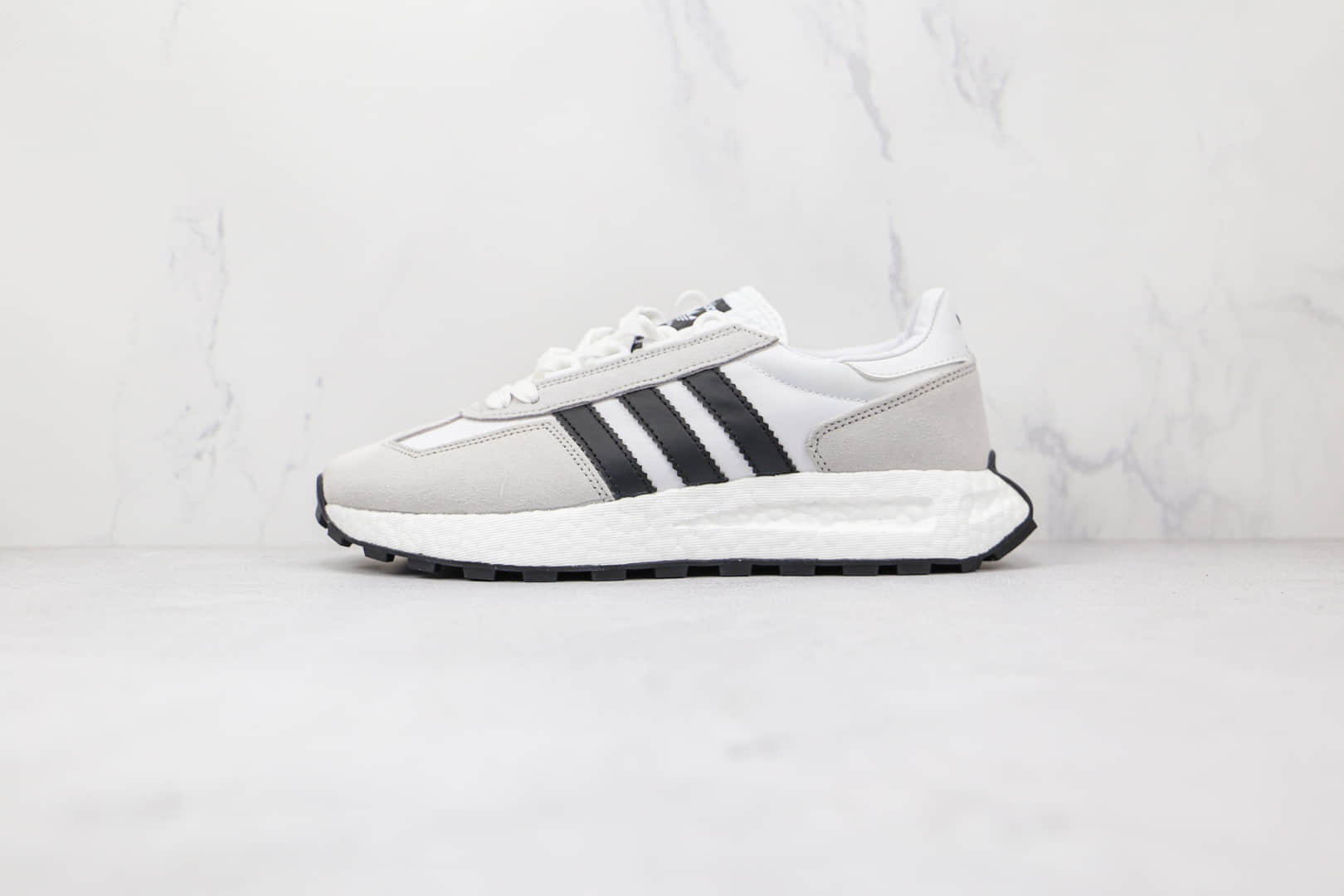 阿迪达斯Adidas RETROPY E5纯原版本黑白色三叶草厚底爆米花跑鞋原楦头纸板打造 货号:Q47001