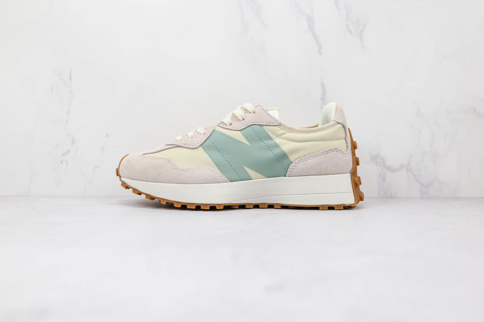 新百伦New Balance 327纯原版本复古慢跑鞋NB327薄荷绿区别市面翻毛皮错误版本 (ID:71546) - 图片1