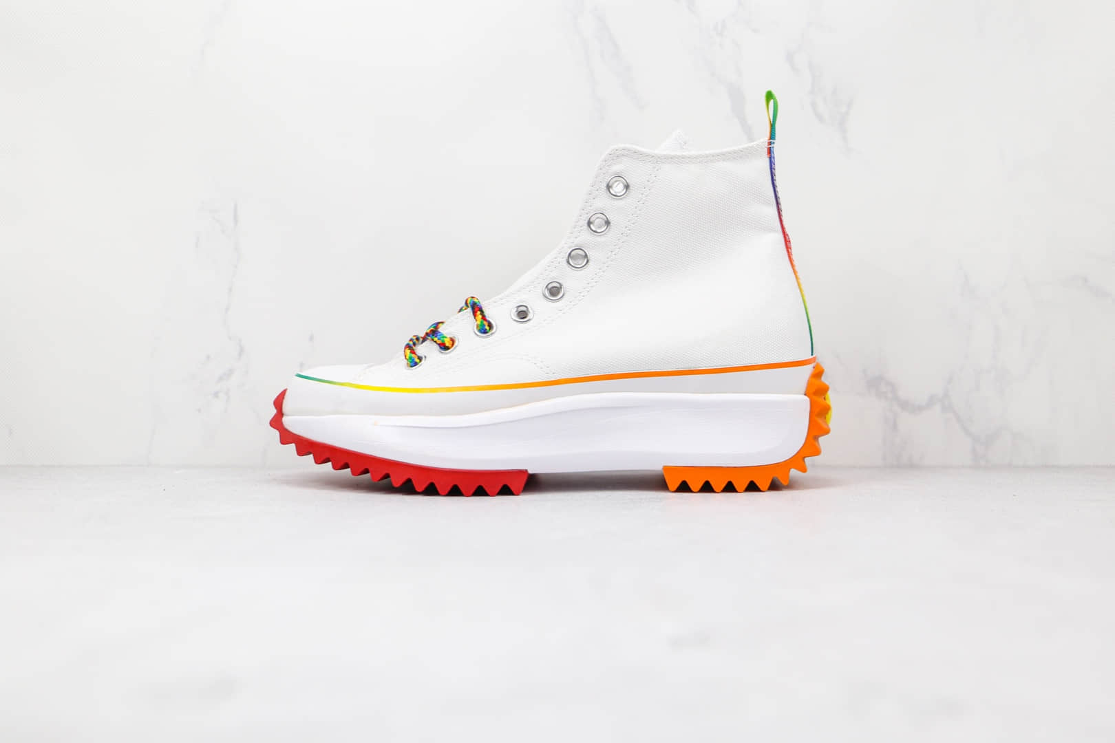 匡威Converse Run Star Hike公司级版本高帮白色彩虹厚底锯齿增高鞋原盒原标 货号:170824C