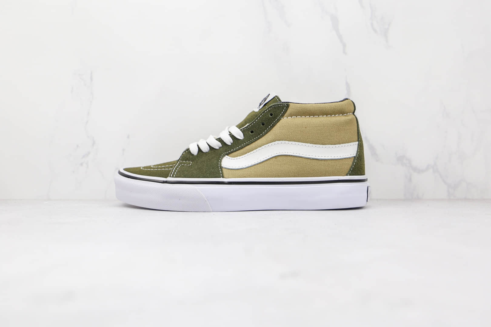 万斯Vans Sk8-Mid x JJJJound联名款公司级版本高帮黑绿拼接硫化板鞋原楦头纸板打造 (ID:72228) - 图片1