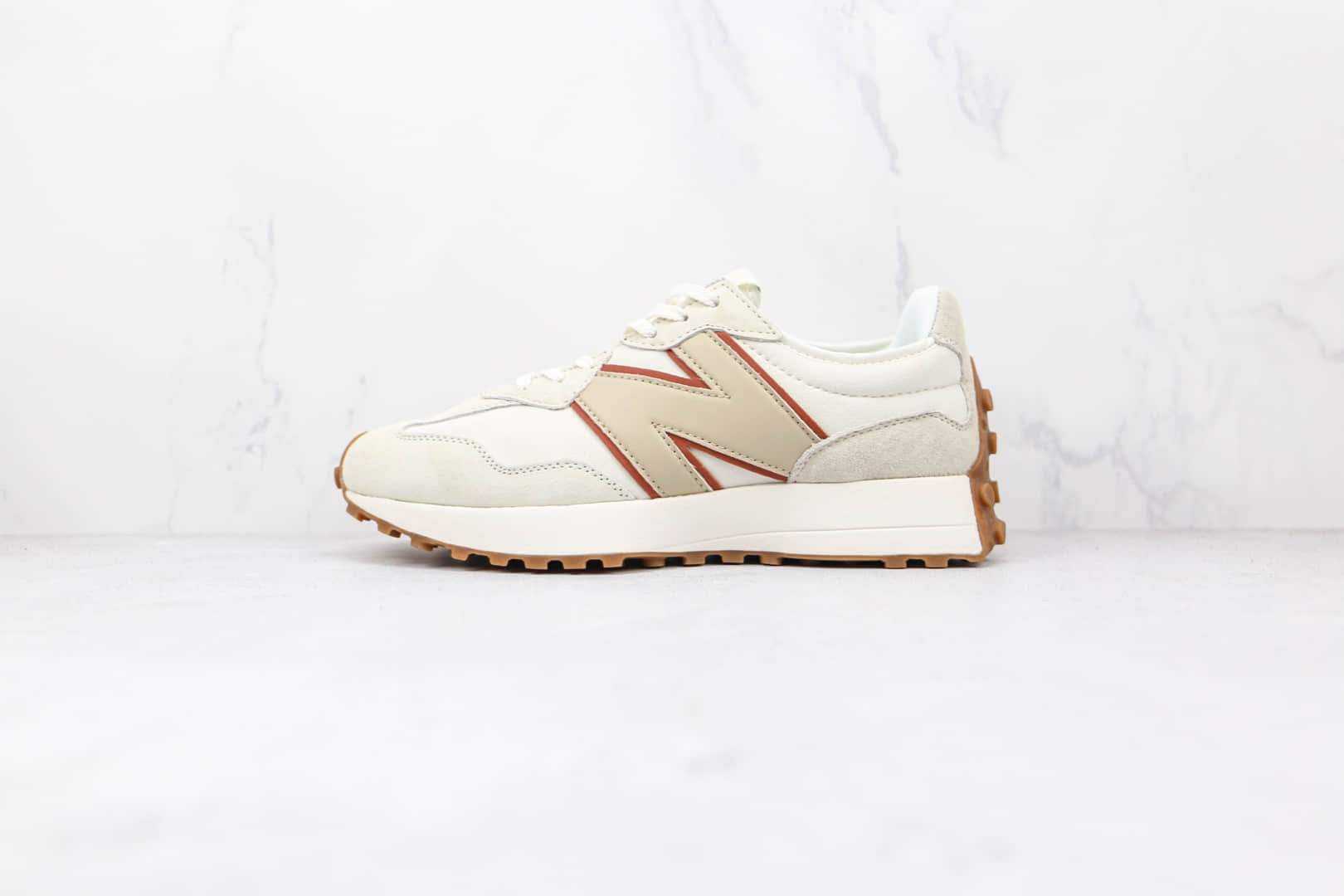 新百伦New Balance 327纯原版本皮面米白褐色NB327老爹鞋原楦头纸板打造 (ID:72279) - 图片1
