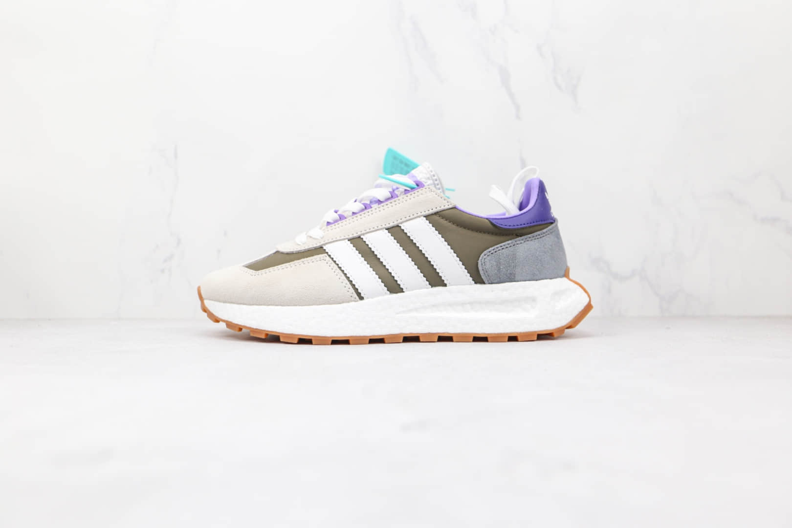 阿迪达斯Adidas RETROPY E5新款纯原版本三叶草灰绿紫色厚底爆米花跑鞋原楦头纸板打造 (ID:72683) - 图片1