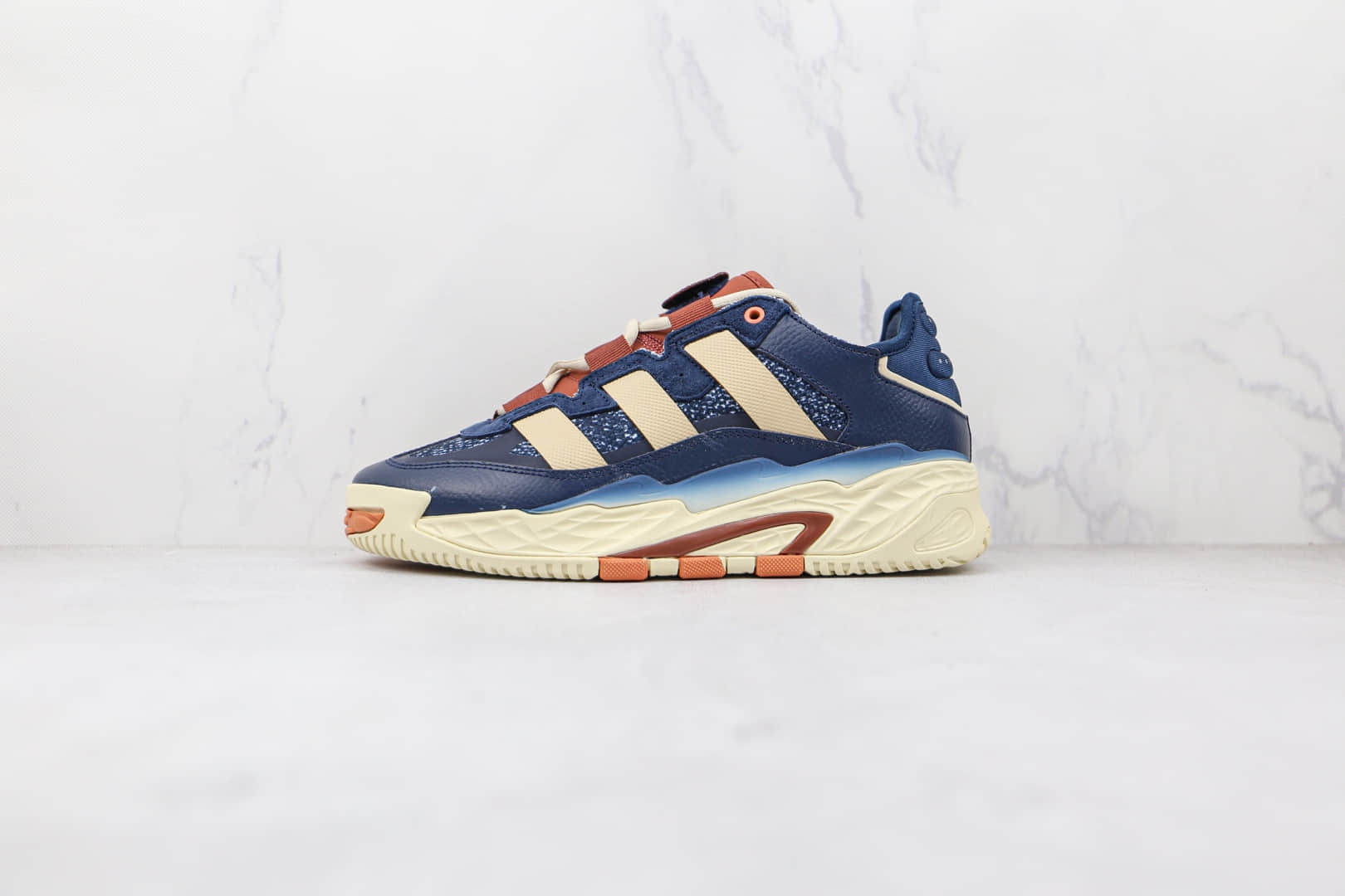 阿迪达斯Adidas Originals NiteBall纯原版本深蓝白色街球系列篮球鞋原楦头纸板打造 (ID:73937) - 图片1