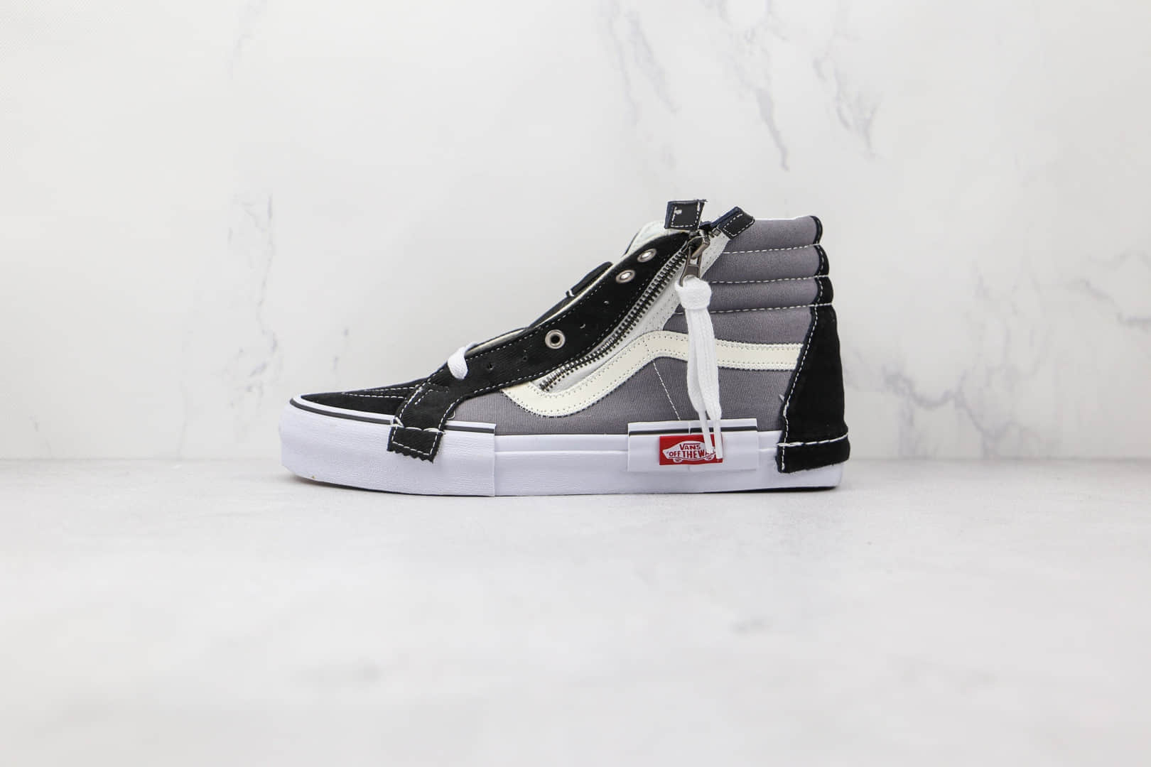 万斯Vans Vault Sk8-Hi Cap LX公司级版本高帮解构拉链黑灰色硫化帆布鞋原档案数据开发 (ID:74618) - 图片1