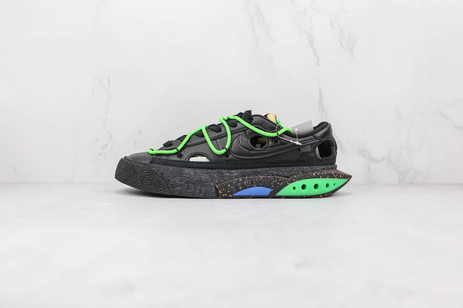 耐克Nike Blazer Low x Off-White联名款纯原版本低帮开拓者黑绿绑带板鞋原楦头纸板打造 货号:DH7863-001