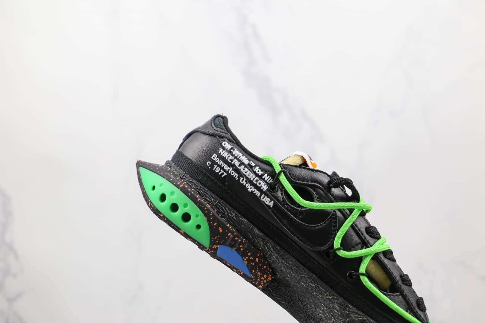 耐克Nike Blazer Low x Off-White联名款纯原版本低帮开拓者黑绿绑带板鞋原楦头纸板打造 货号:DH7863-001