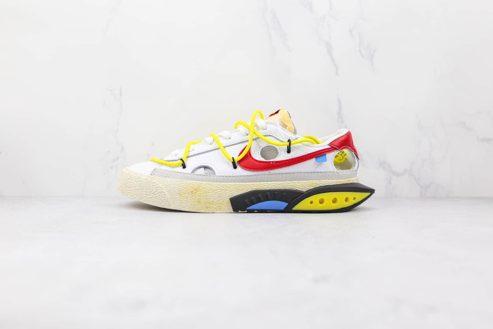 耐克Nike Blazer Low x Off-White联名款纯原版本白红黄绑带低帮开拓者板鞋原盒原标 货号:DH7863-100