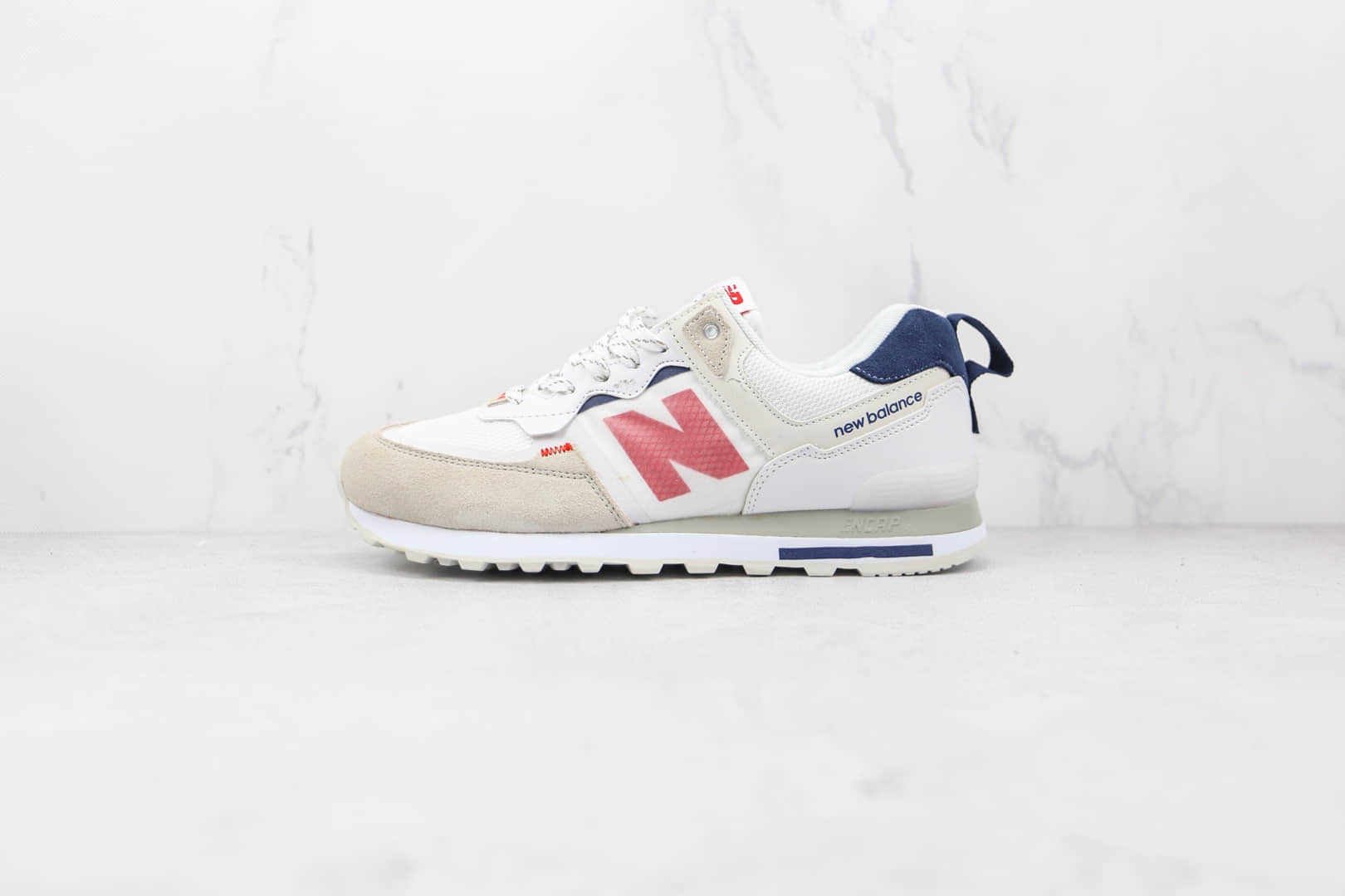 新百伦New Balance 574纯原版本米白红色3m反光NB574复古慢跑鞋原盒原标 (ID:75821) - 图片1