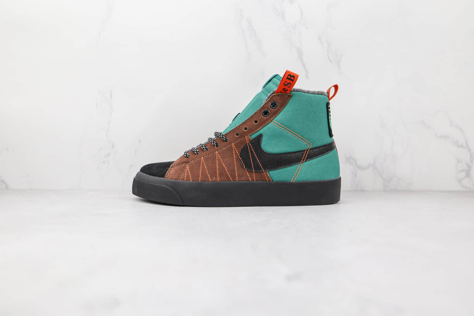 耐克Nike SB Zoom Blazer Mid PRO GT QS纯原版本中帮开拓者加绒绿棕色波敏感内容缝线板鞋原盒原标 (ID:77192) - 图片1