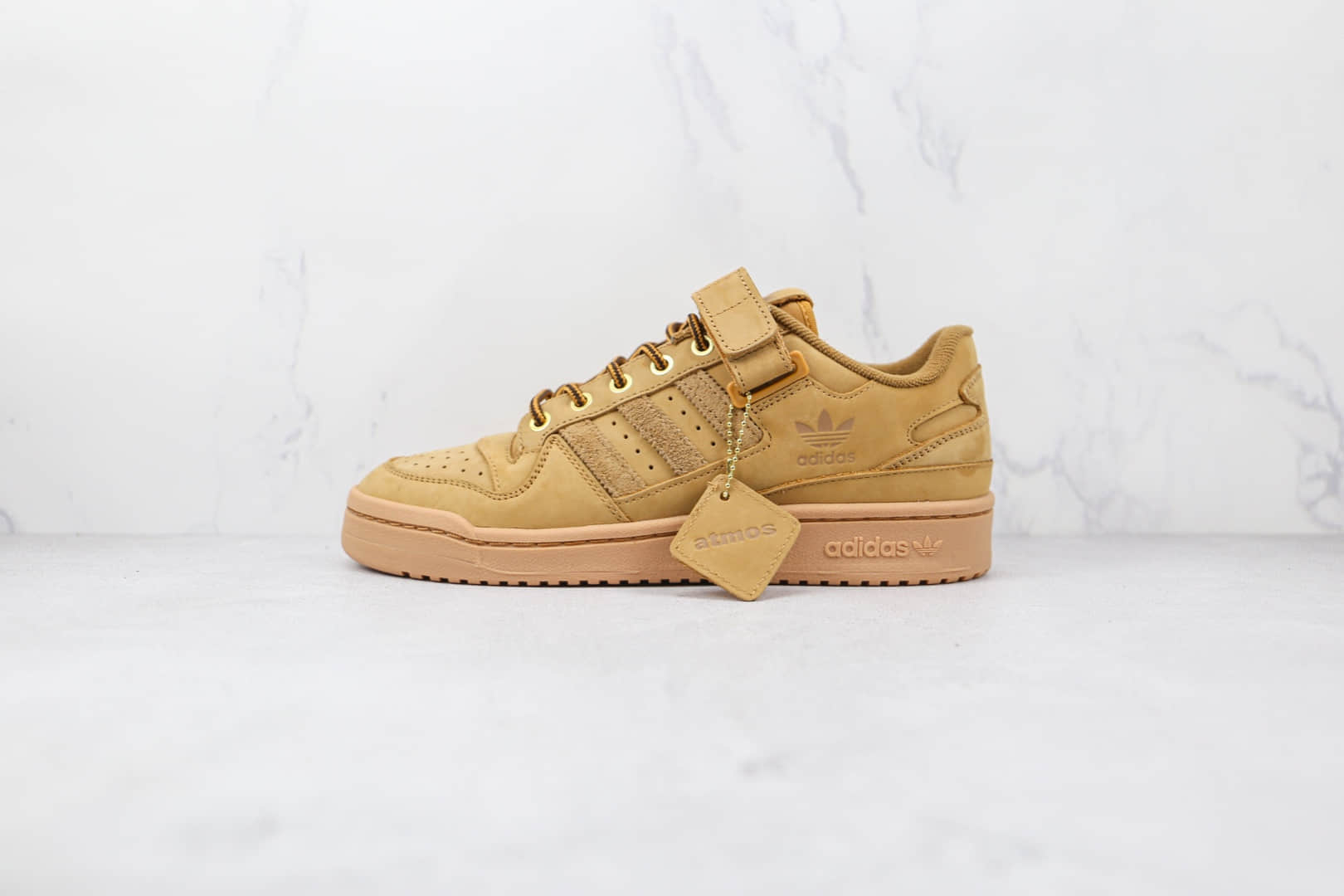 阿迪达斯Adidas Forum Low Wheat x atmos联名款小麦色魔术贴板鞋原盒原标 货号:GX3953