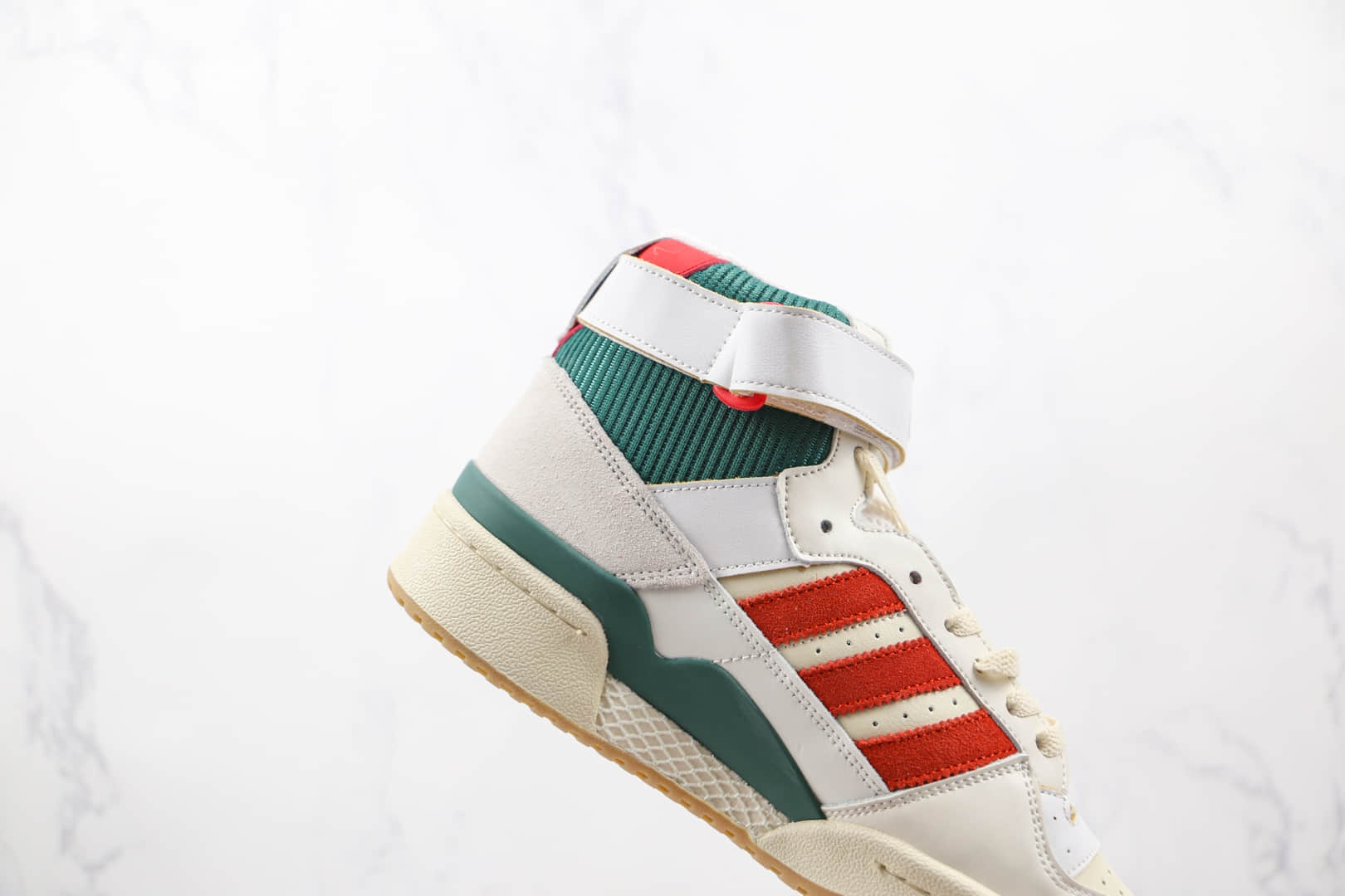 阿迪达斯Adidas Forum 84 HIGH纯原版本三叶草高帮白绿红色鸳鸯魔术贴板鞋原楦头纸板打造 货号:GX9055