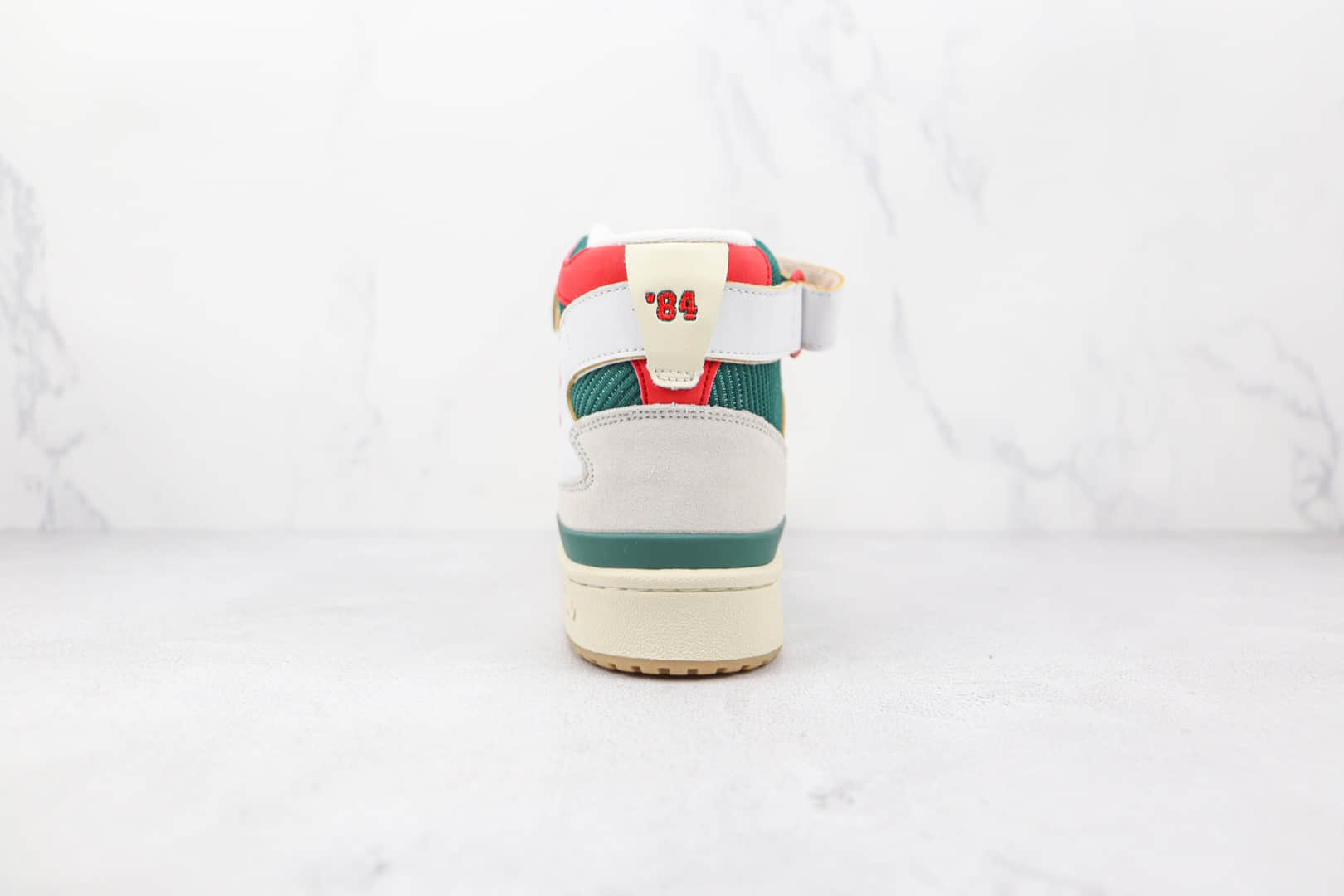 阿迪达斯Adidas Forum 84 HIGH纯原版本三叶草高帮白绿红色鸳鸯魔术贴板鞋原楦头纸板打造 货号:GX9055