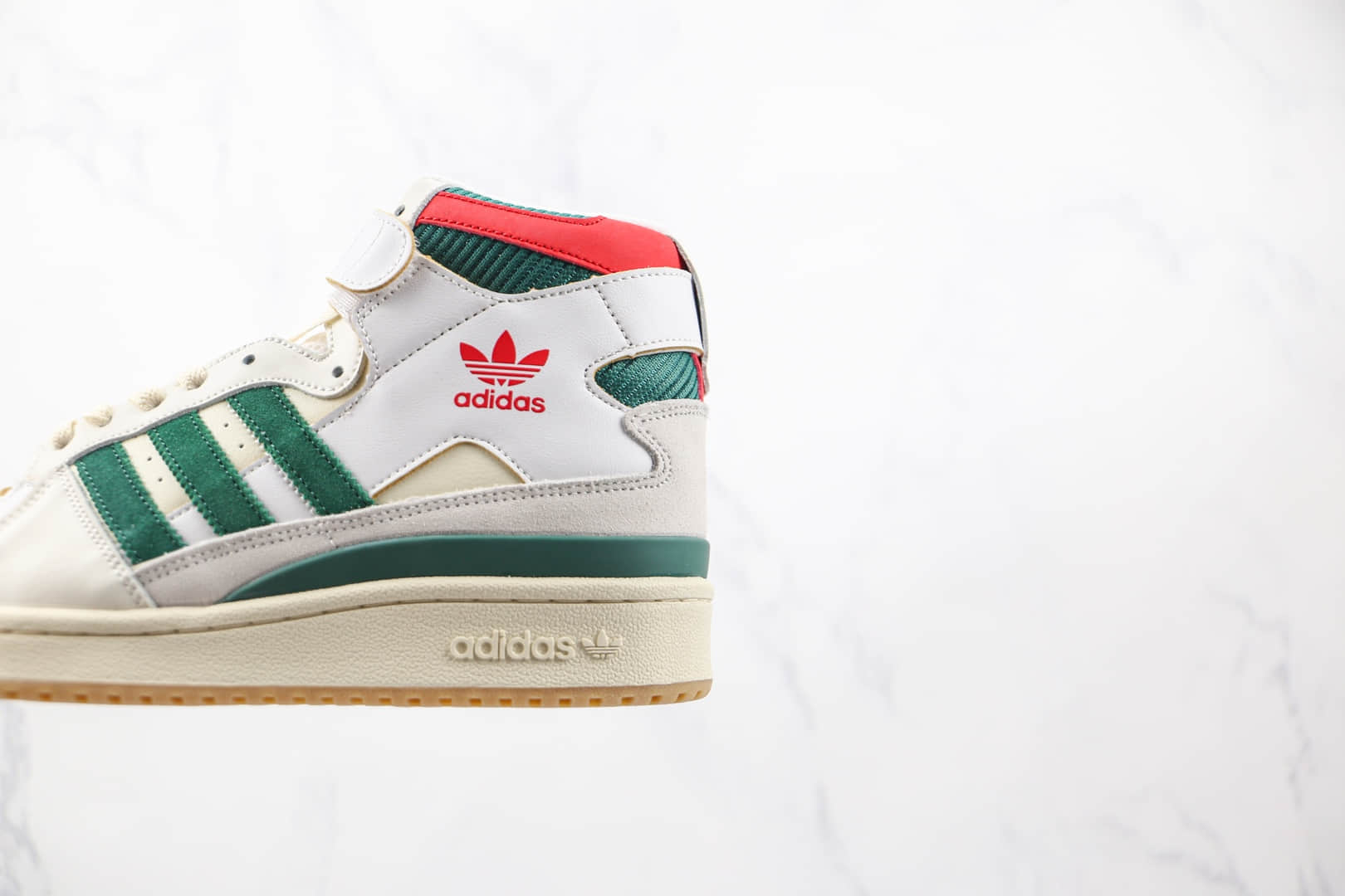 阿迪达斯Adidas Forum 84 HIGH纯原版本三叶草高帮白绿红色鸳鸯魔术贴板鞋原楦头纸板打造 货号:GX9055