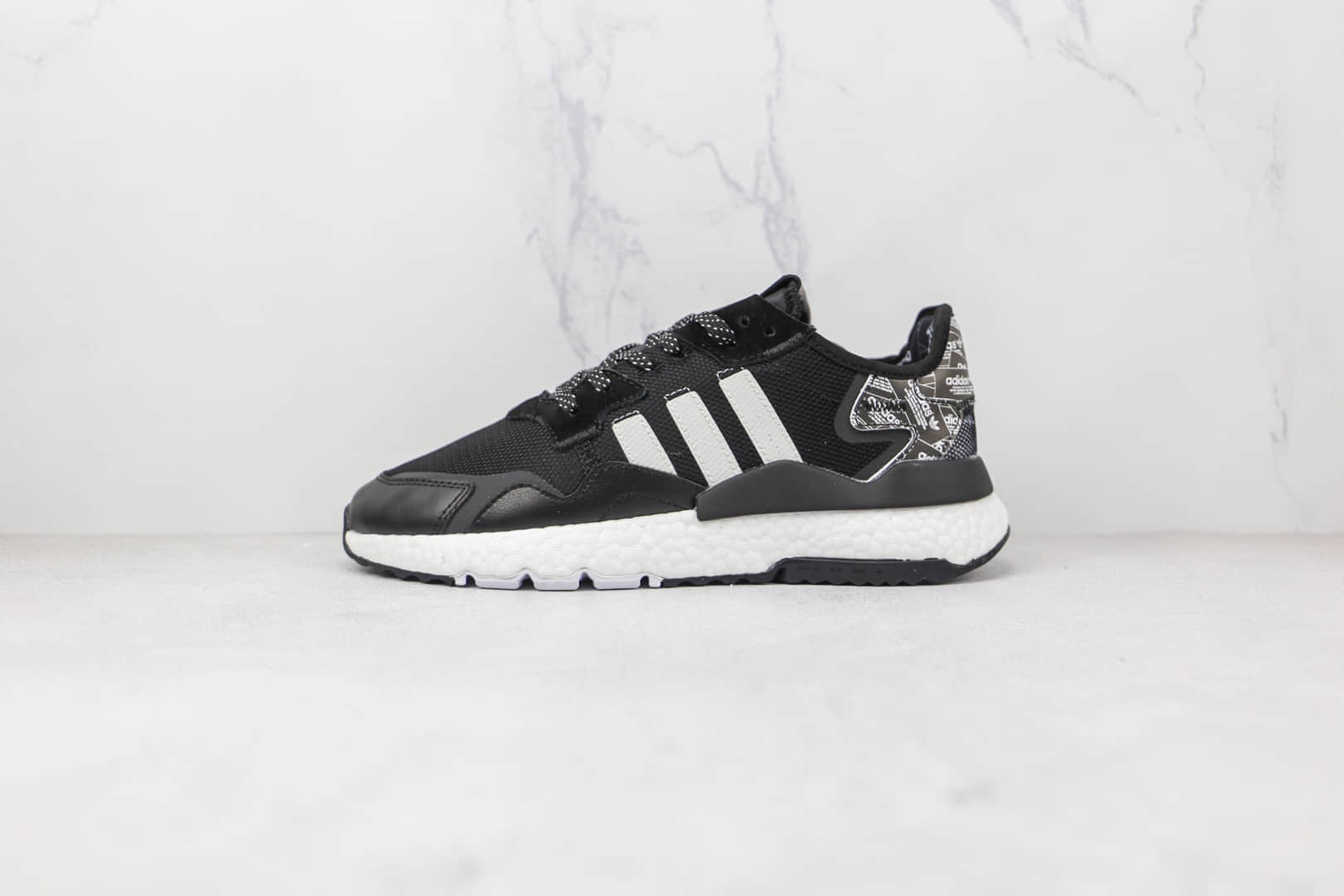 阿迪达斯Adidas Nite Jogger 2021 Boost纯原版本夜行者一代三叶草黑白色爆米花跑鞋原盒原标 (ID:77948) - 图片1