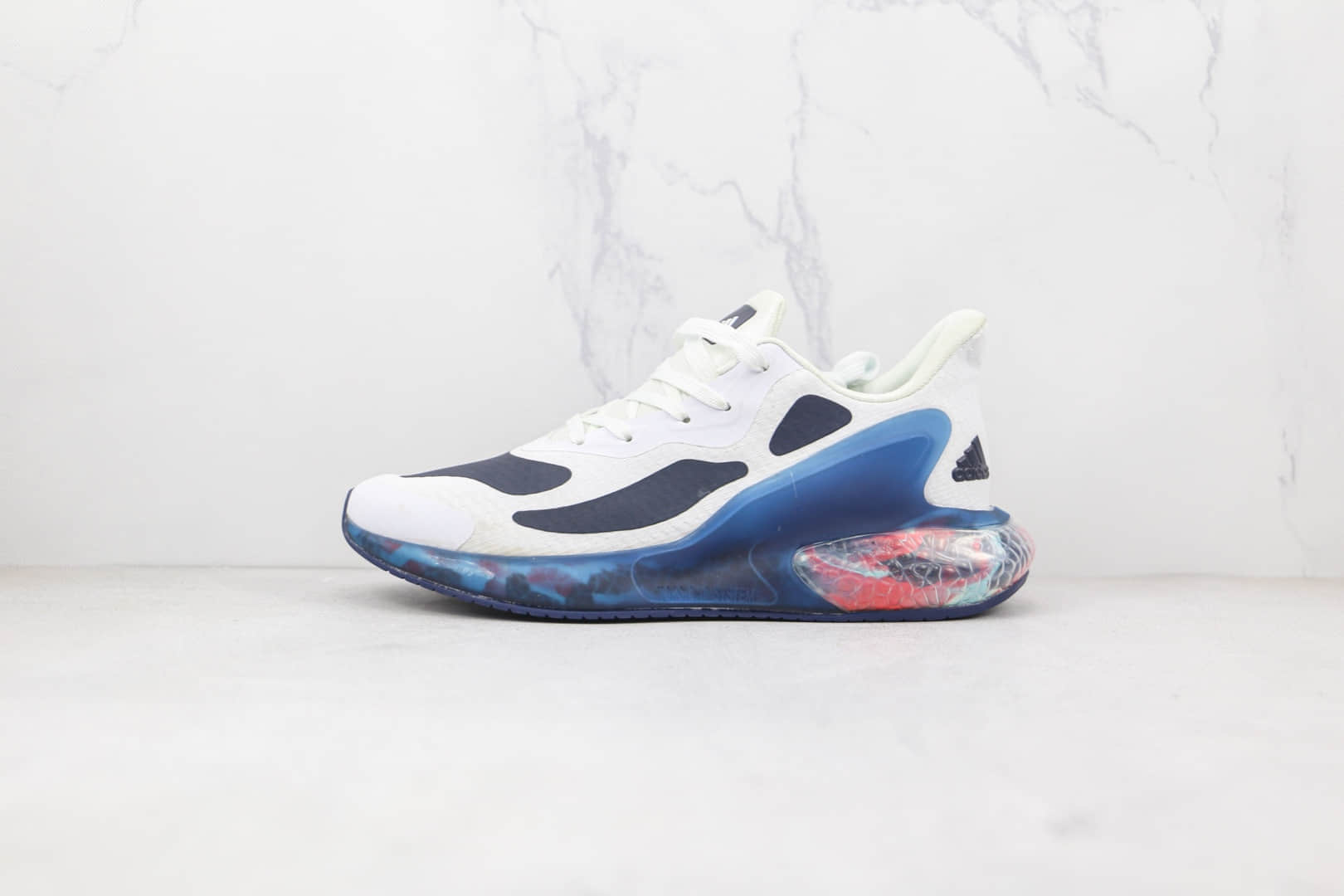 阿迪达斯Adidas AlphaBounce FT纯原版本阿尔法7代白深蓝色波点爆米花跑鞋原楦头纸板打造 货号:CG3717