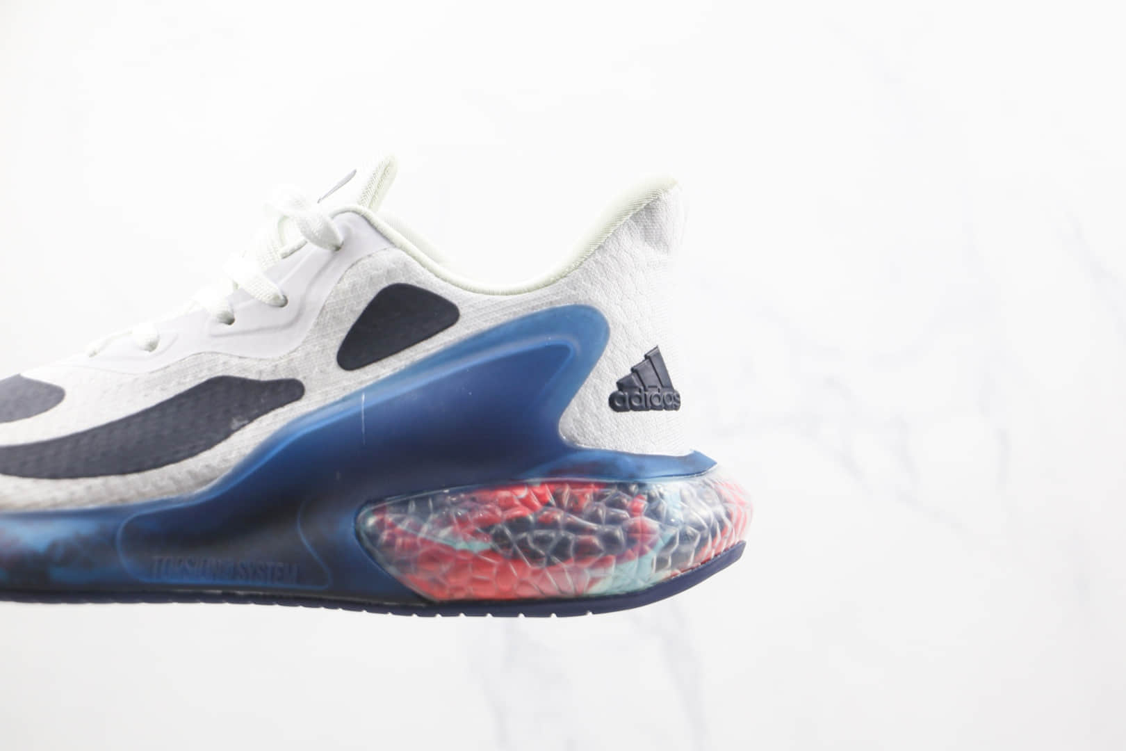 阿迪达斯Adidas AlphaBounce FT纯原版本阿尔法7代白深蓝色波点爆米花跑鞋原楦头纸板打造 货号:CG3717
