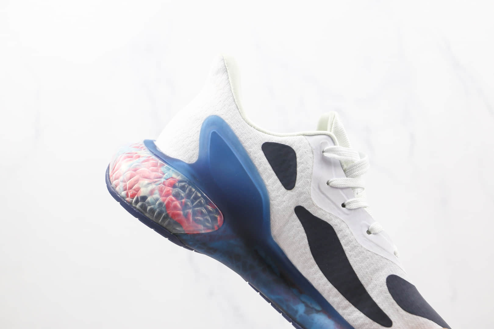 阿迪达斯Adidas AlphaBounce FT纯原版本阿尔法7代白深蓝色波点爆米花跑鞋原楦头纸板打造 货号:CG3717