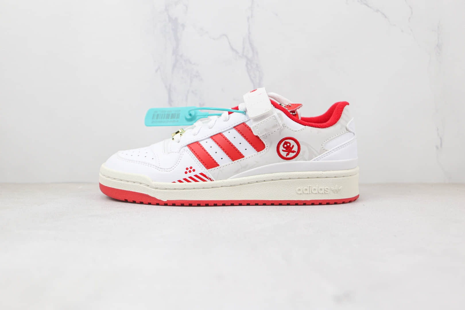 阿迪达斯Adidas Originals Forum Low x Quiccs联名款纯原版本低帮白红涂鸦魔术贴3M反光板鞋原楦头纸板打造 (ID:80048) - 图片1