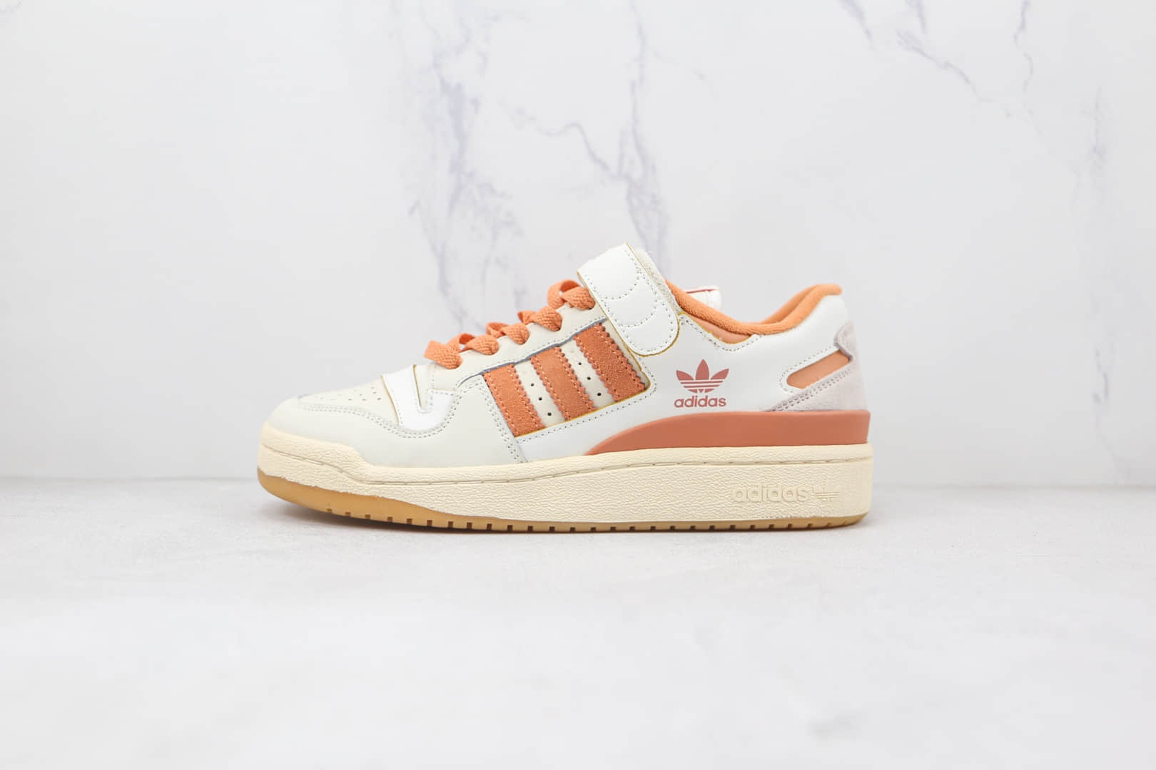 阿迪达斯Adidas originals Forum 84 low纯原版本魔术贴白桔色Forum84板鞋原档案数据开发 货号:G57966