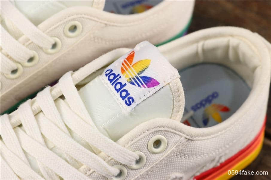 阿迪达斯Adidas PRIDE NIZZA公司级版本彩虹鸳鸯鞋帆布鞋经典校园板鞋男女情侣鞋 货号:EF2319